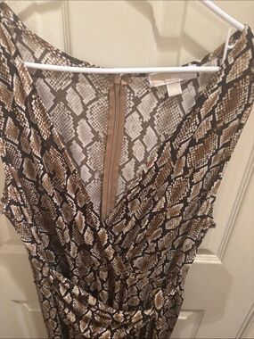 Michael Kors Brown Snake-Print jump suit, size xl, extremely soft, belt